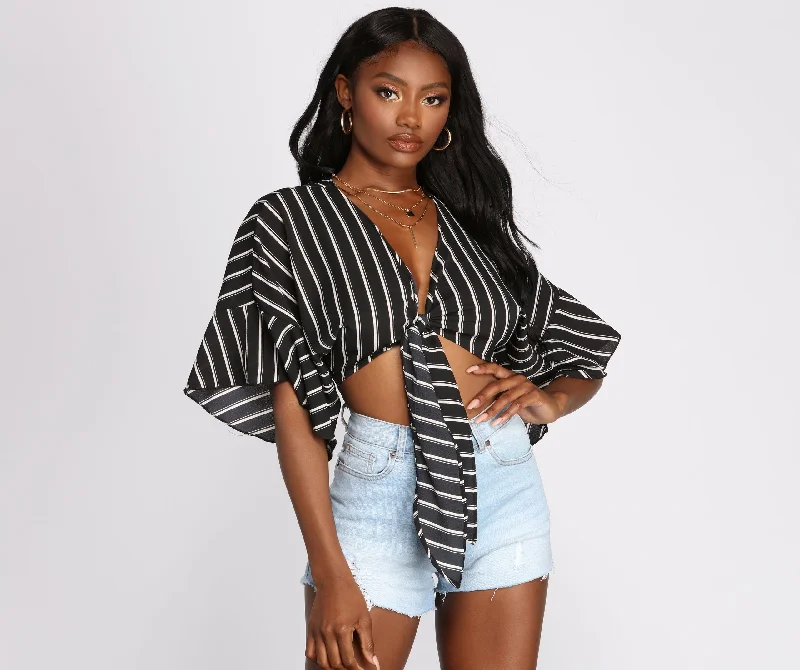 Weekend Wonders Await! Boho Feels Tie Front Top
