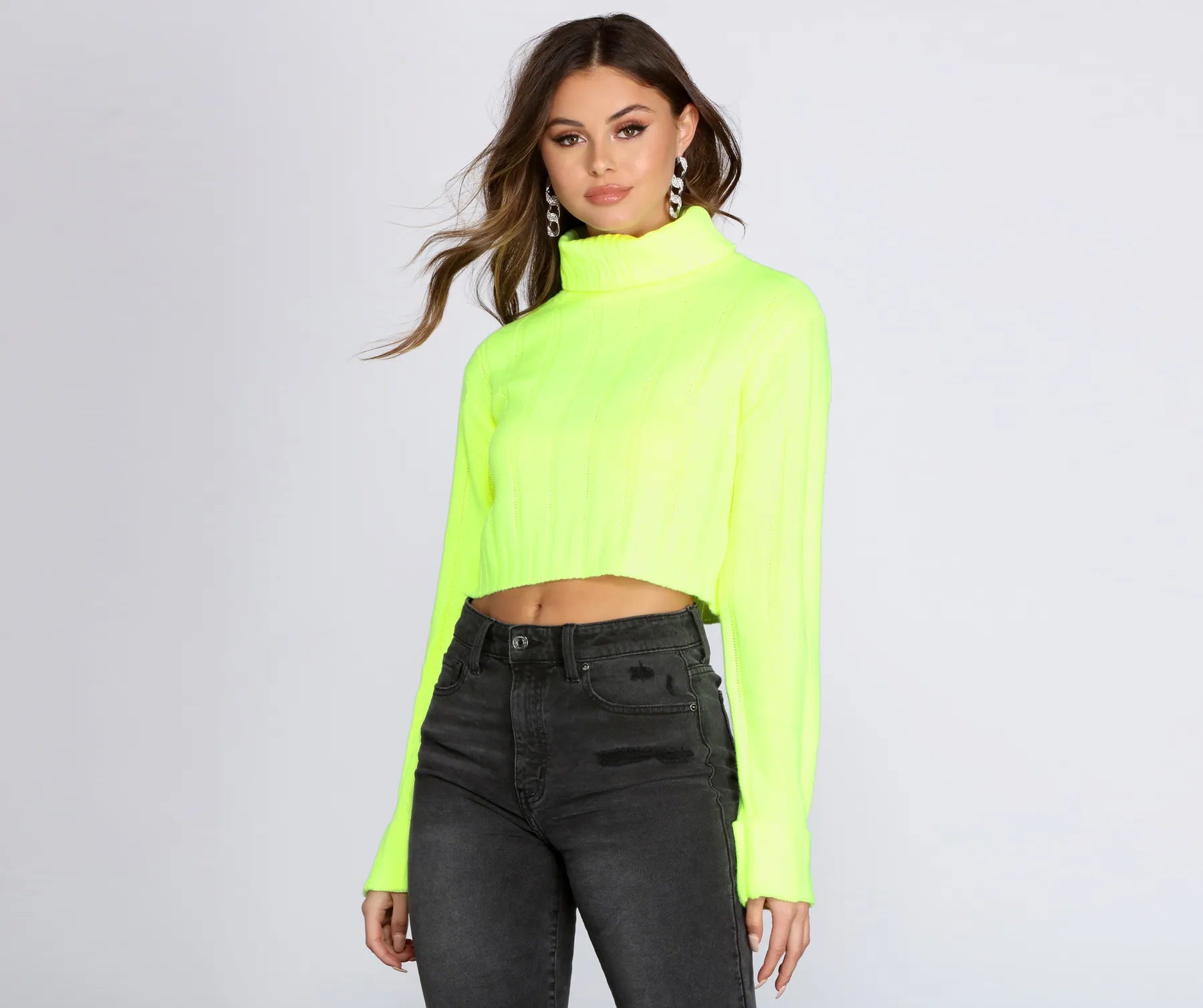 Savings Galore Neon Babe Cropped Sweater