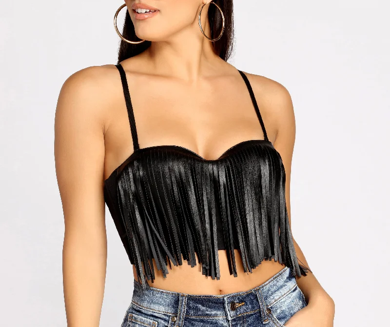Weekend Savings Galore Sway To The Beat Fringe Crop Top