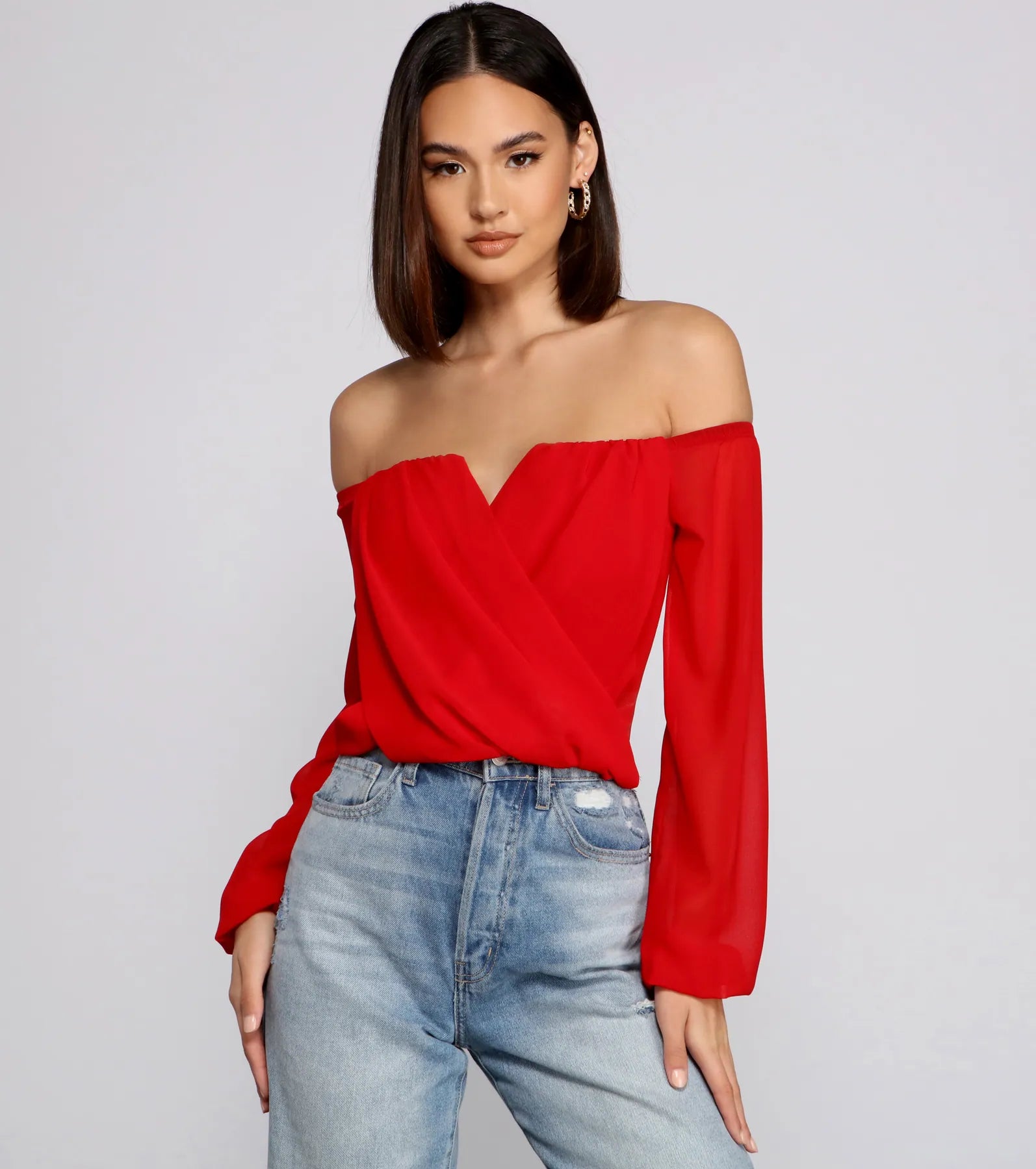 Shop and Save Sophisticated In Chiffon Strapless Top