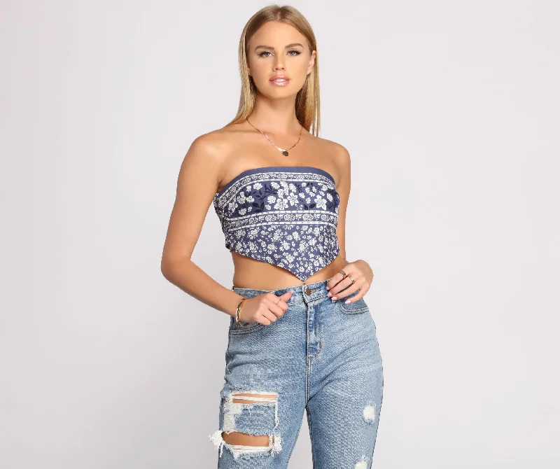 Weekend Specials You Can't Miss Smocked Floral Fusion Tube Scarf Top