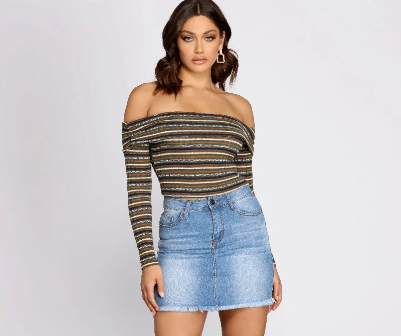 Amazing Value Strut It In Stripes Ribbed Crop Top