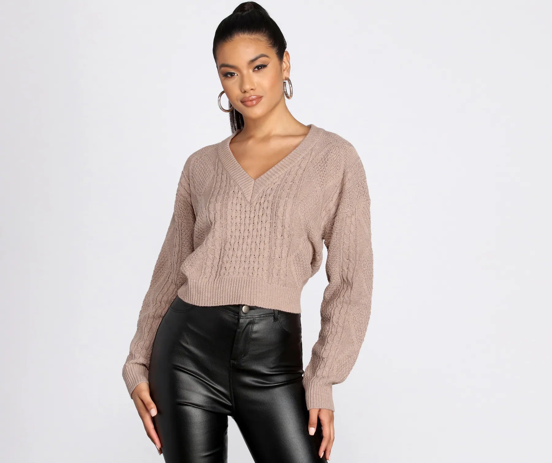 Instant Deal Tie Back Cropped Sweater