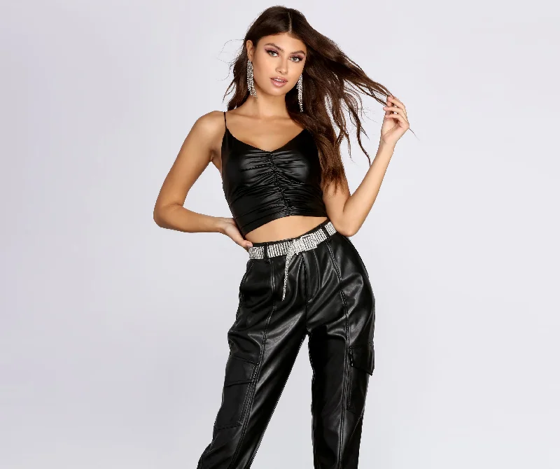 Value Deals Ready To Ruch Faux Leather Top