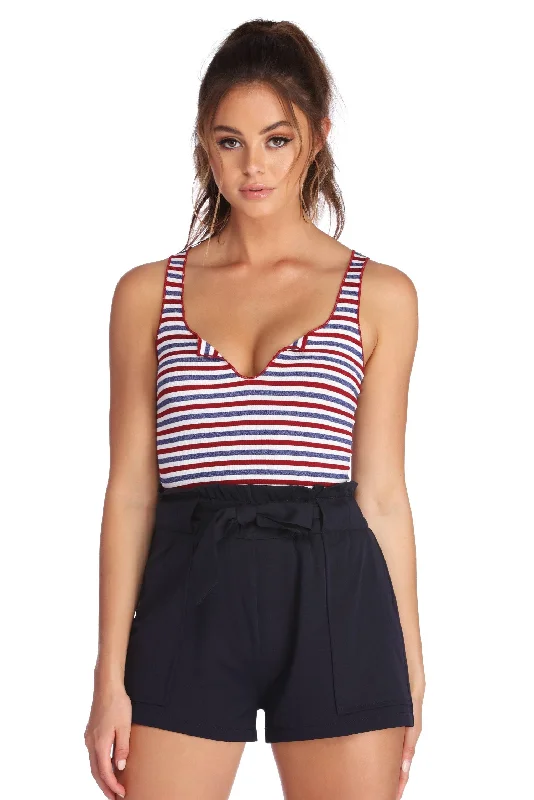 Instant Savings Americana Striped Sleeveless Top
