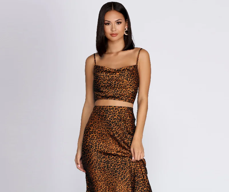 Unbeatable Prices Leopard Cowl Neck Crop Top