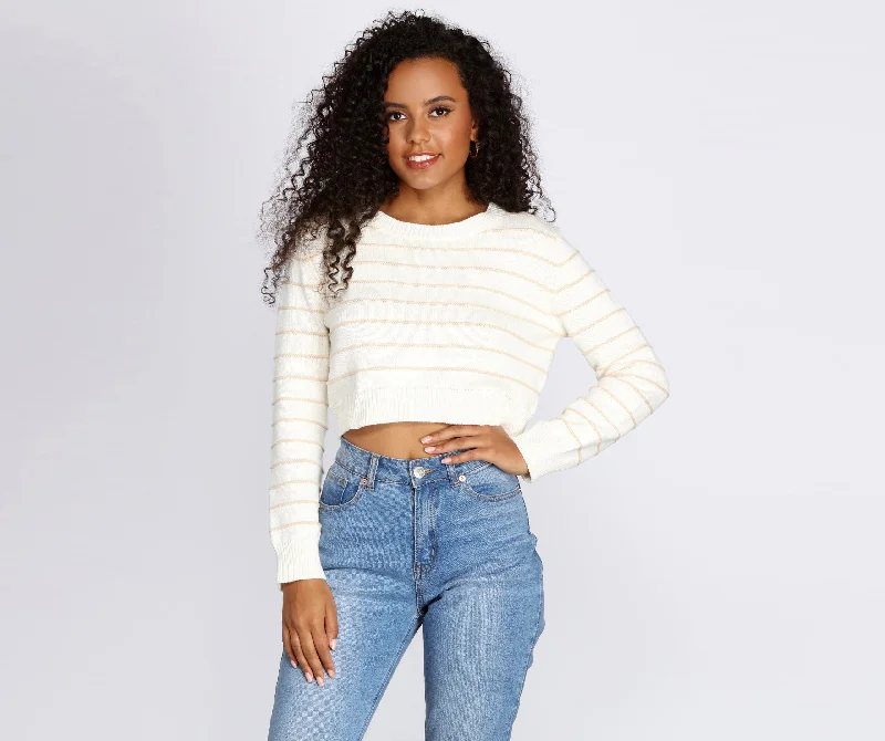 Weekend Savings Bonanza Stand Out Striped Cropped Sweater