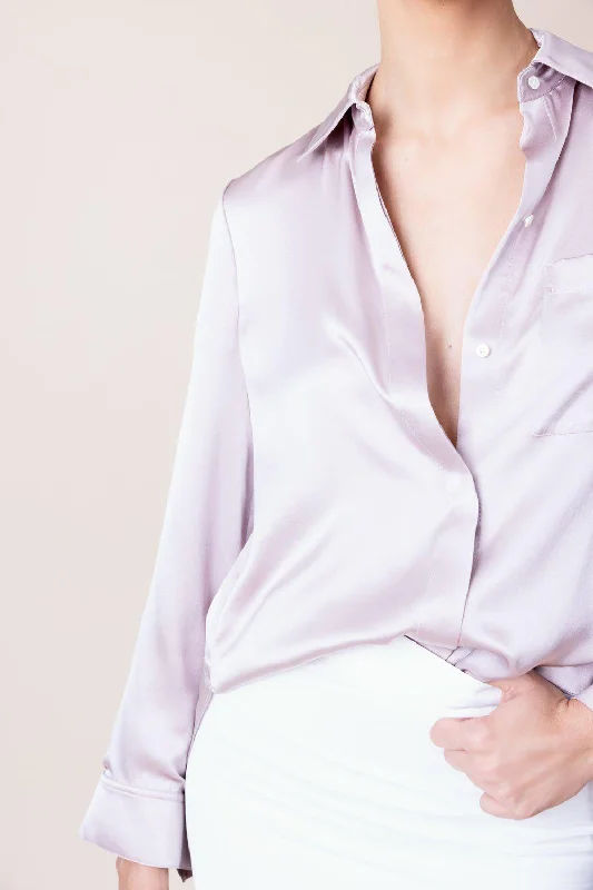 Great Deal Boyfriend Silk Shirt - Artic Dust