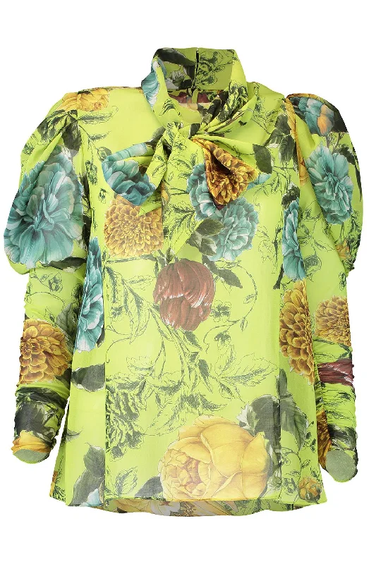 Instant Deal Tie Neck Floral Blouse