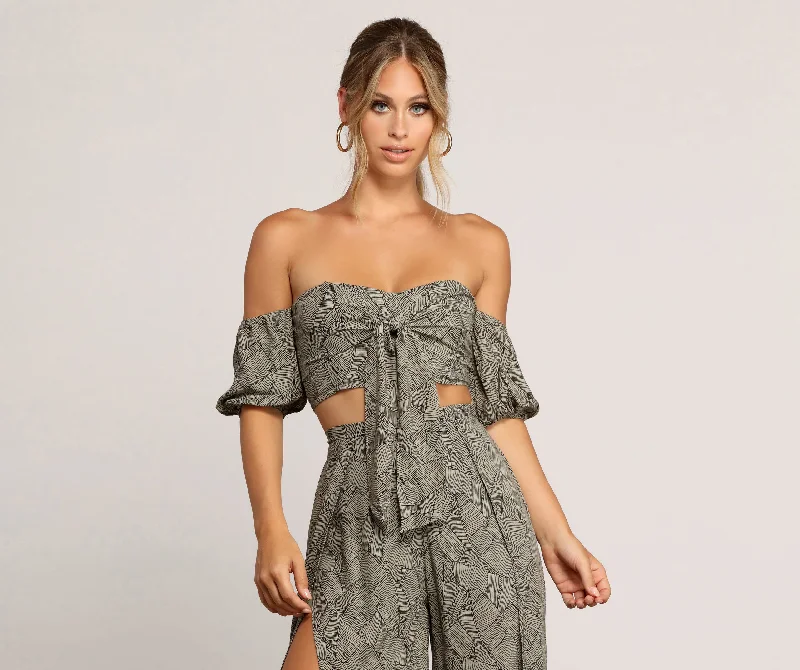 Take Advantage Leafy Greens Printed Crop Top