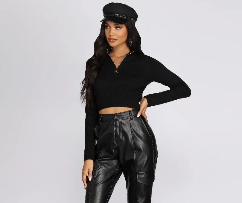 Weekend Specials to Celebrate Zip Front Cropped Sweater