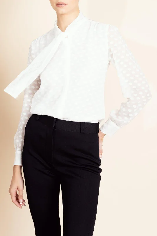 Early Bird Tie Neck Textured Blouse