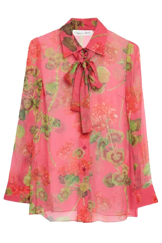 Weekend Bargains to Savor Long Sleeve Tie Neck Chiffon Blouse
