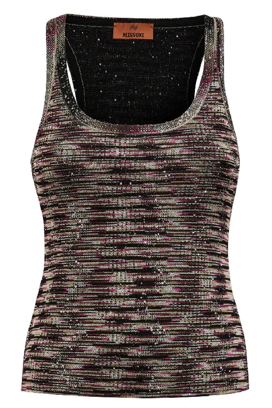 New Deal Scoop Neck Sequin Tank Top