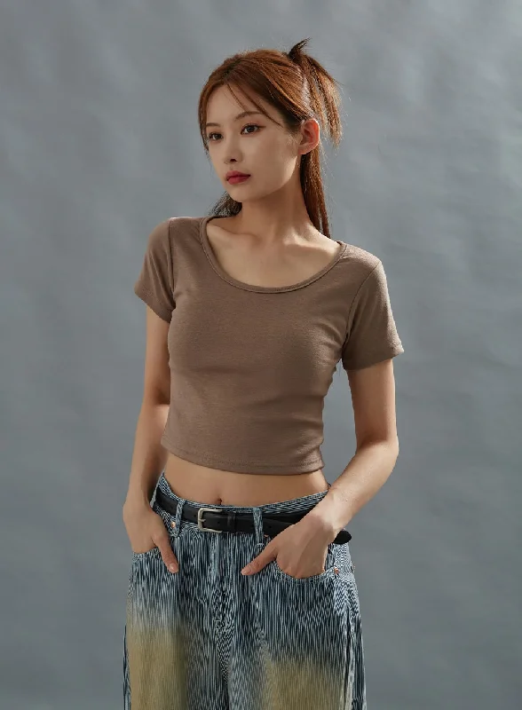 Weekend Savings Spree Basic Crop Top Short Sleeve T-Shirt CU28
