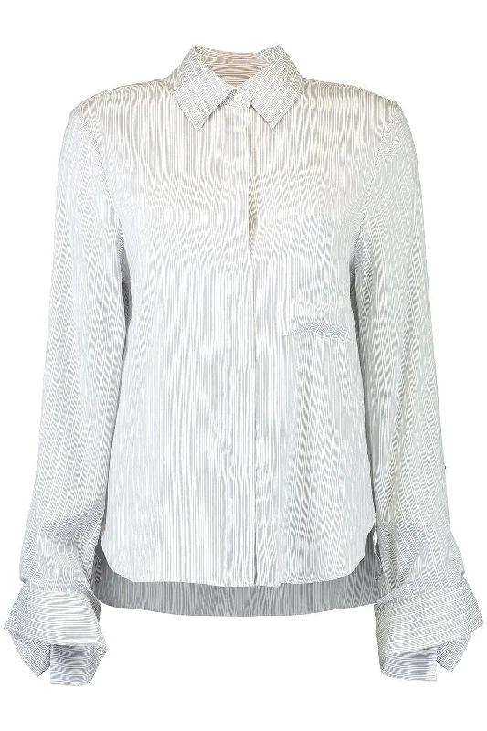 Weekend Savings Fiesta Boyfriend Silk Shirt - Blue Stripe