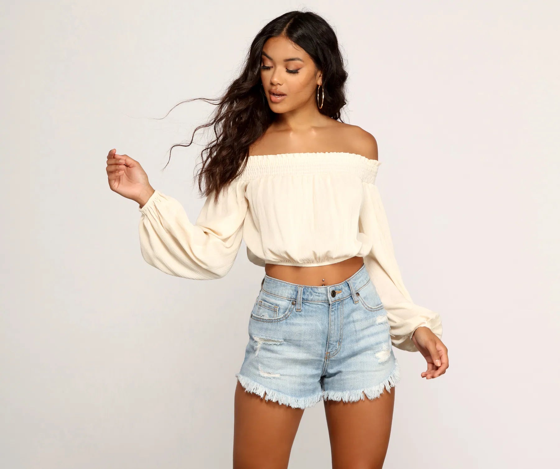 Clearance Sale Free Spirit Smocked Crop Top