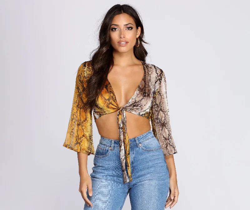 Price Slash Stay Sassy Tie Front Top