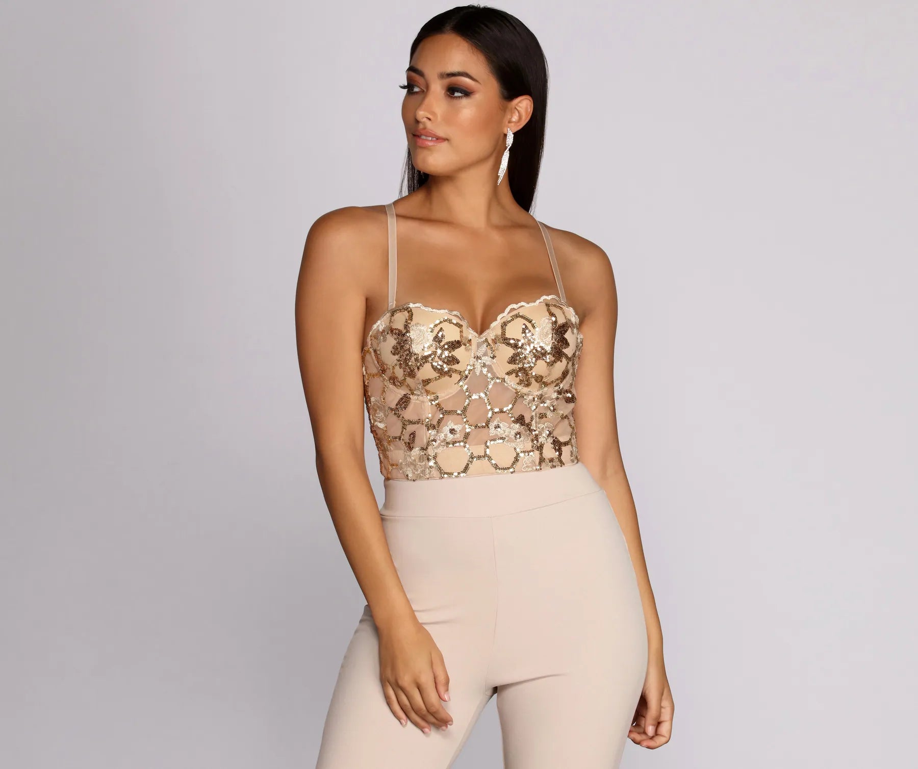 Year-End Sale Sweet Sequins Embroidered Bustier