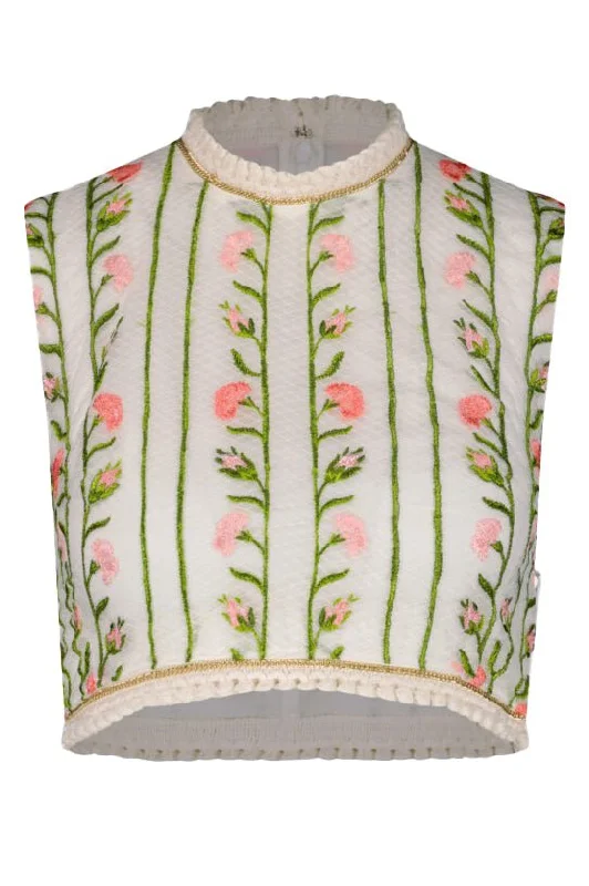 Half Price Sleeveless Embroidered Crop Top