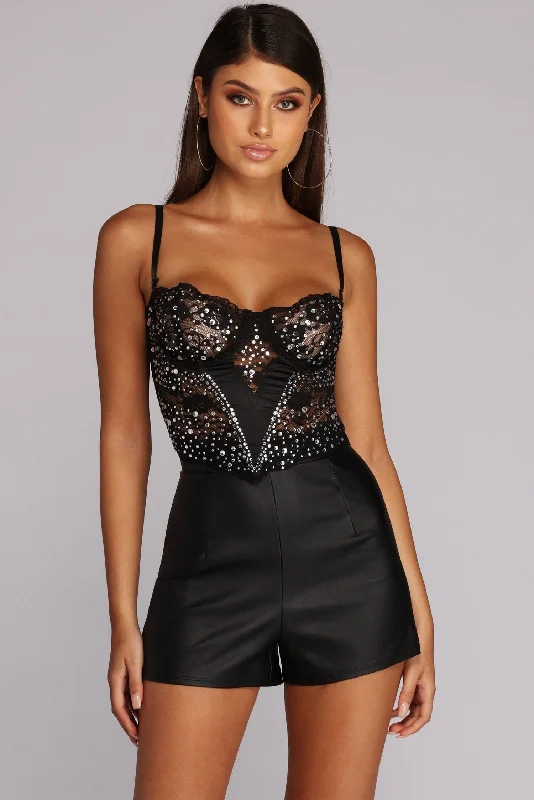 Weekend Deals That Please Rhinestone Beauty Lace Bustier