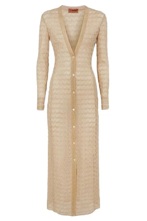 Value Deals Lace Long Cardigan - Gold