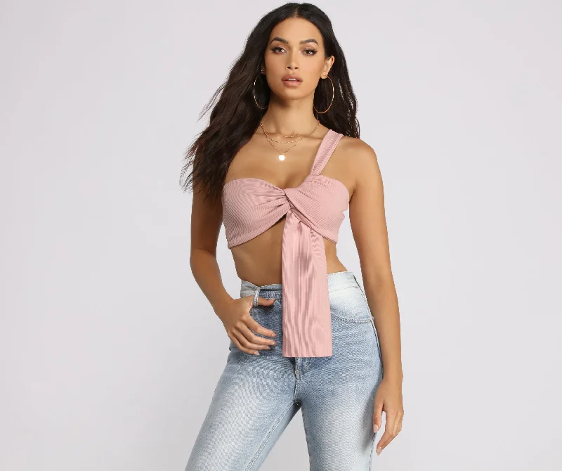 Weekend Specials to Savor One Shoulder Ribbed Crop Top