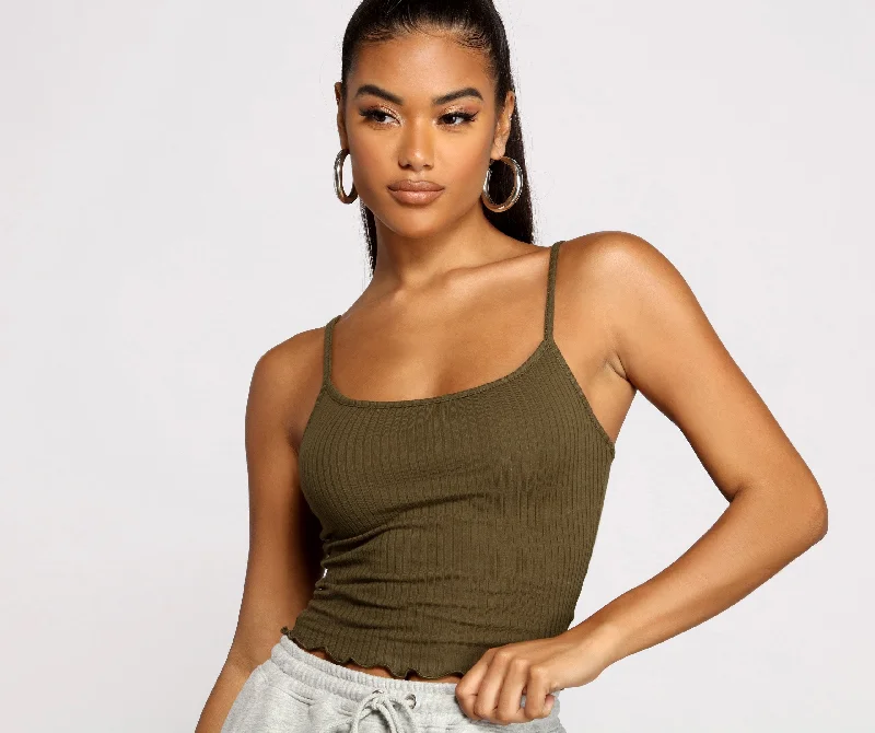 Weekend Deals That Spark Frilled and Flirty Cropped Ribbed Cami