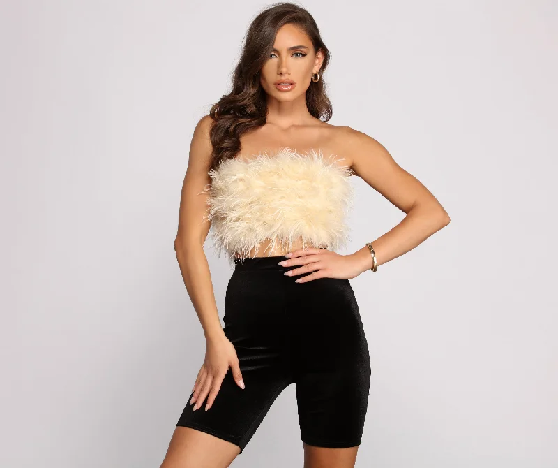 Weekend Specials Just for You So Extra Feathered Tube Top