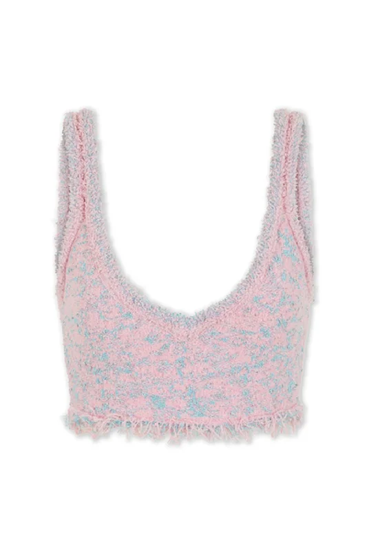 Huge Savings Fringed Metallic Crop Tank Top