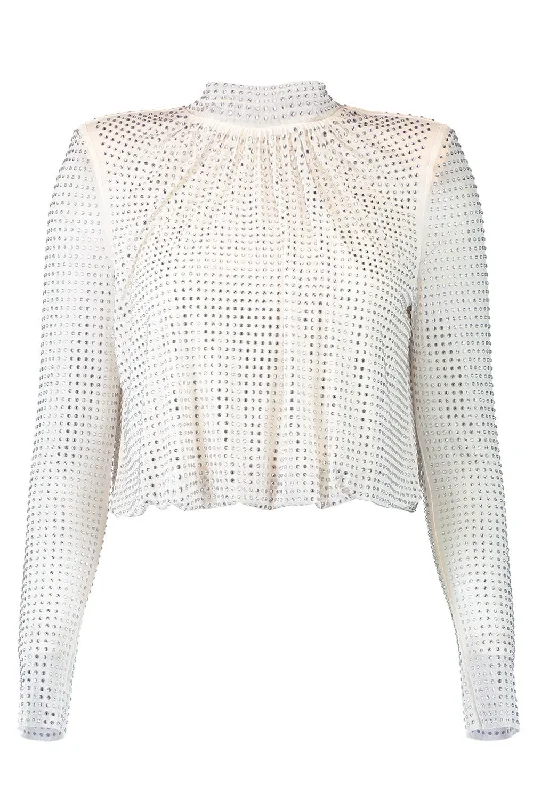 Super Deal Rhinestone Mesh Top
