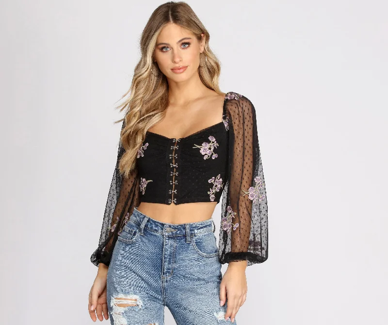 Weekend Savings Bonanza Sweet As Can Be Mesh Crop Top