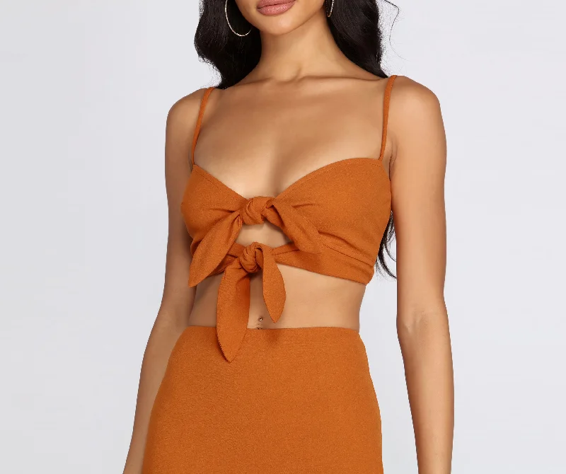 Steal Deal Stylish Standard Tie Front Cami