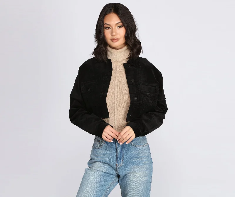Weekend Shopping Extravaganza Button Up Corduroy Jacket