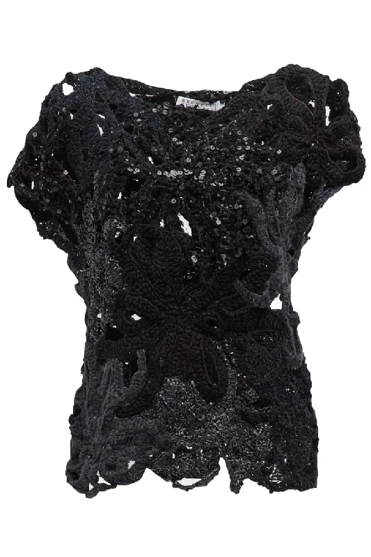Act Now Marine Botanical Crochet Top
