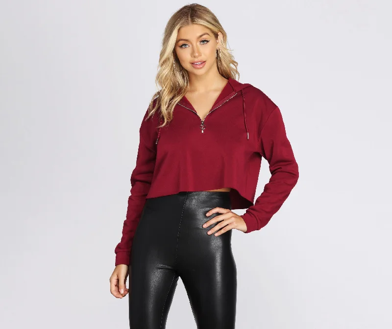 Don't Miss Out Sporty Gal Cropped Hoodie