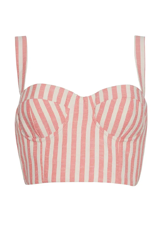 Low Cost Claudine Top - Ivory Pink Stripe