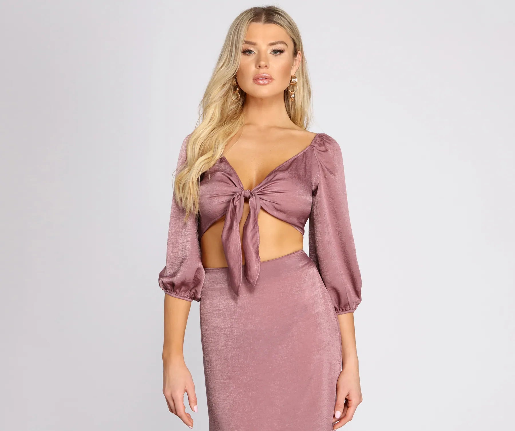 Quick Sale First Impression Tie Front Crop Top