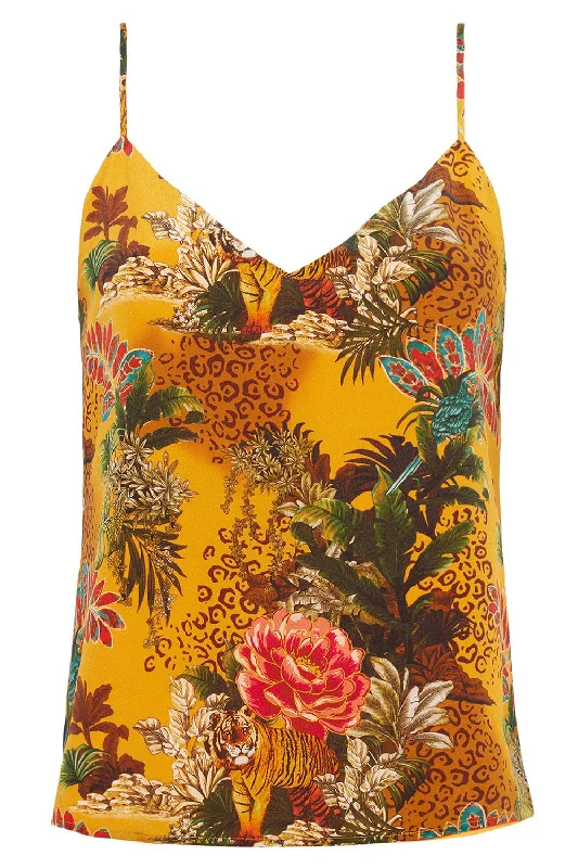 Midnight Madness Jane Tank - Yellow Floral Jungle
