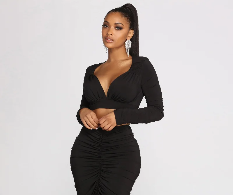 Midnight Madness Excuse Me Miss Ruched Crop Top
