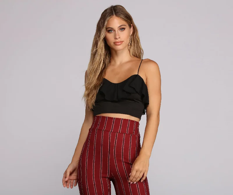 Big Deal Sweetheart Ruffle Crop