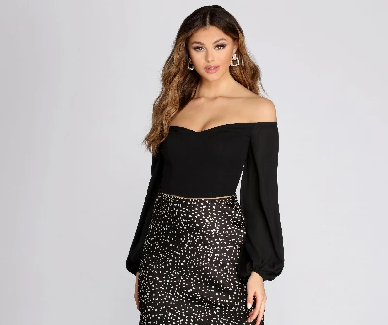 Price Slash Chiffon Sweetheart Off The Shoulder Top