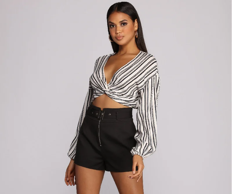 Celebrate the Weekend with Discounts Stripe Vibes Crop Top