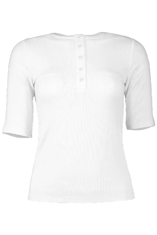 Deal of the Day Rib Elbow Sleeve Henley - Optic White