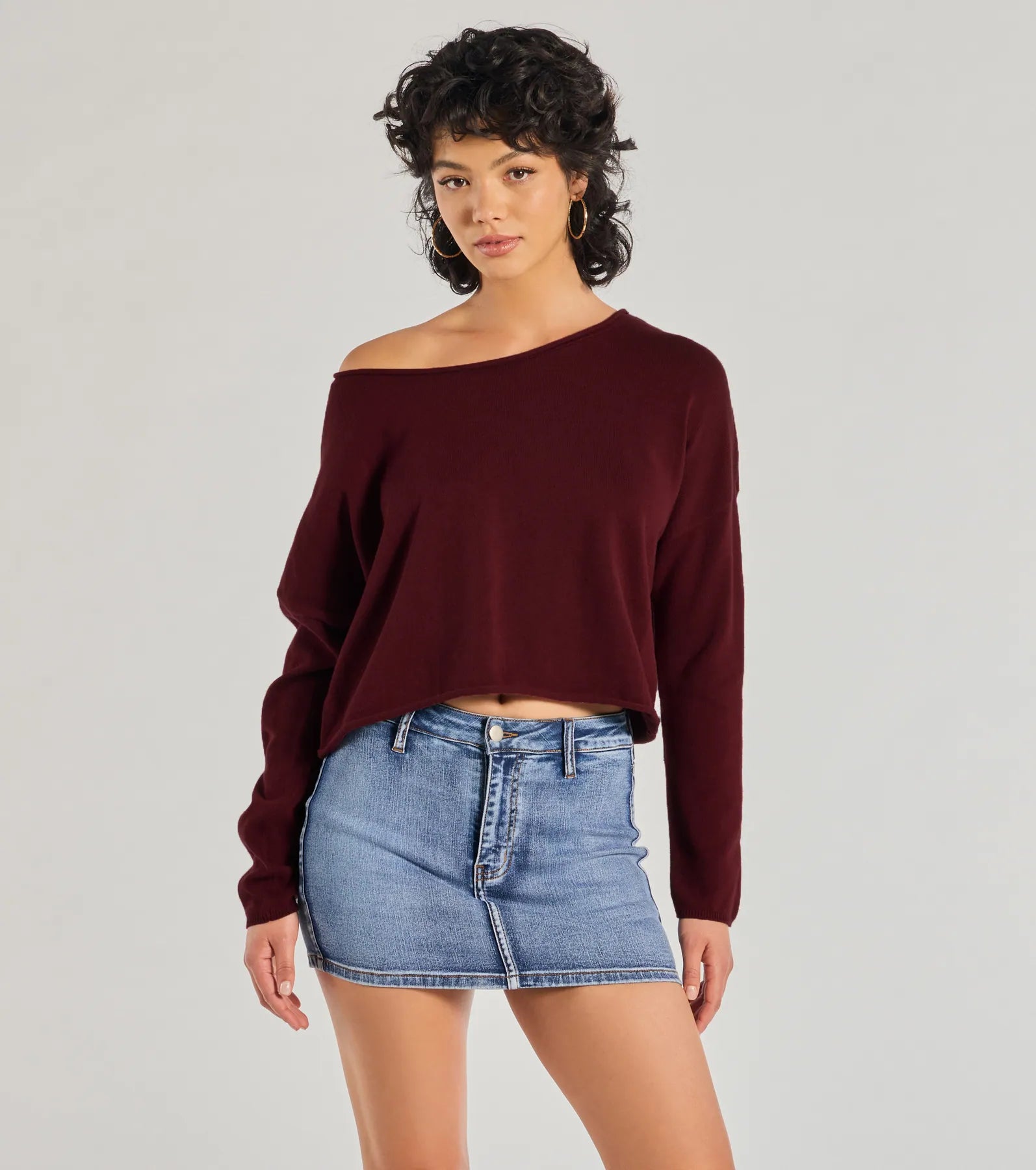 Weekend-Only Price Drops Classic Chic Asymmetrical Cropped Pullover Sweater