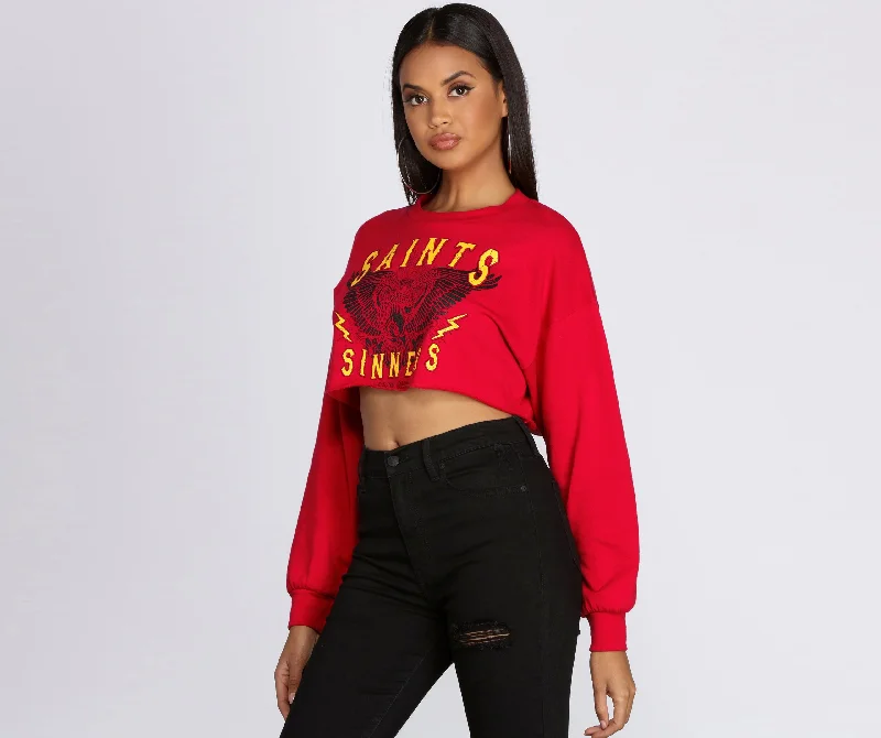 Today's Deal Sinner Crop Crew neck