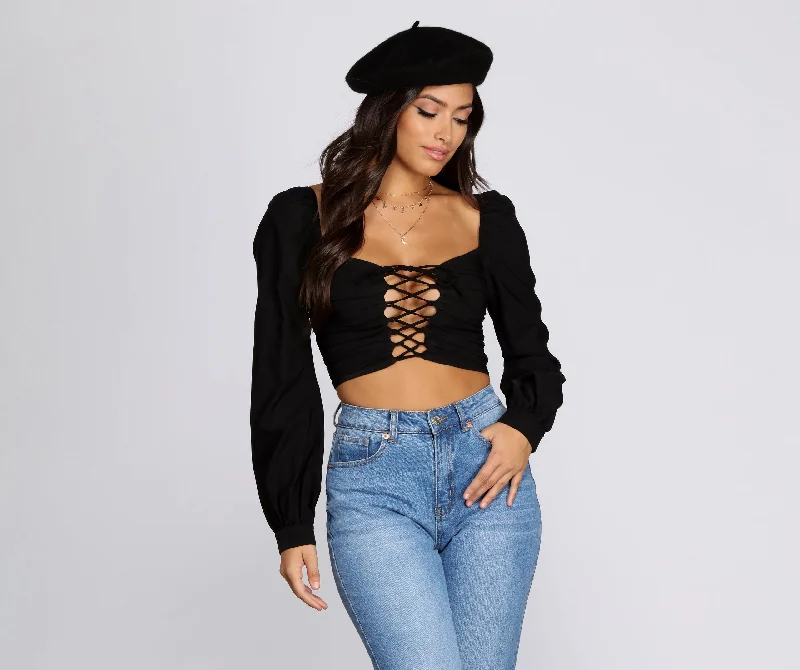 Weekend Deals You Can't Resist Ooh La Lace Up Crop Top
