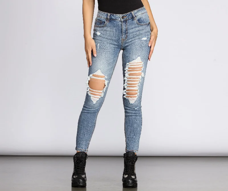 Weekend Savings Extravaganza Clara High Rise Destructed Skinny Crop Jeans