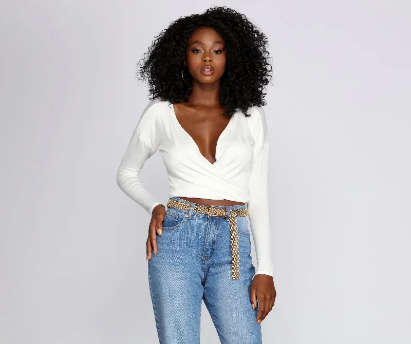 Weekend Offers That Delight Streamlined Surplice Wrap Top