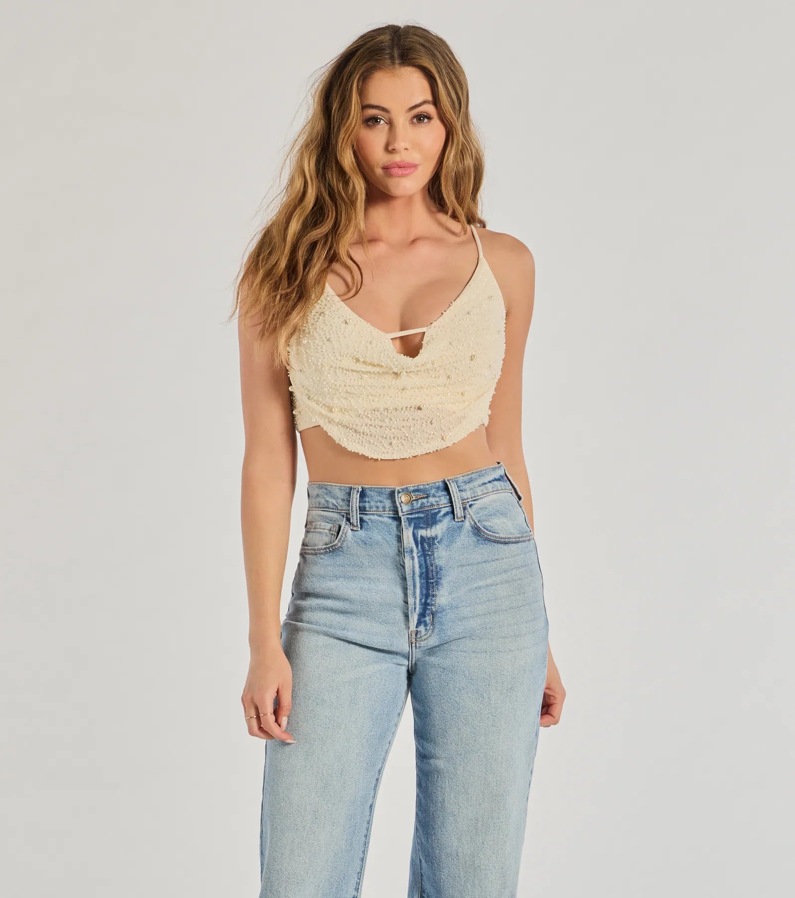Weekend Extravaganza: Shop Now Glam Goals Faux Pearl Crop Top